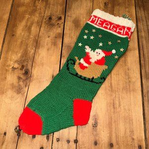 Vintage Hand Knit Christmas Stocking MEAGAN